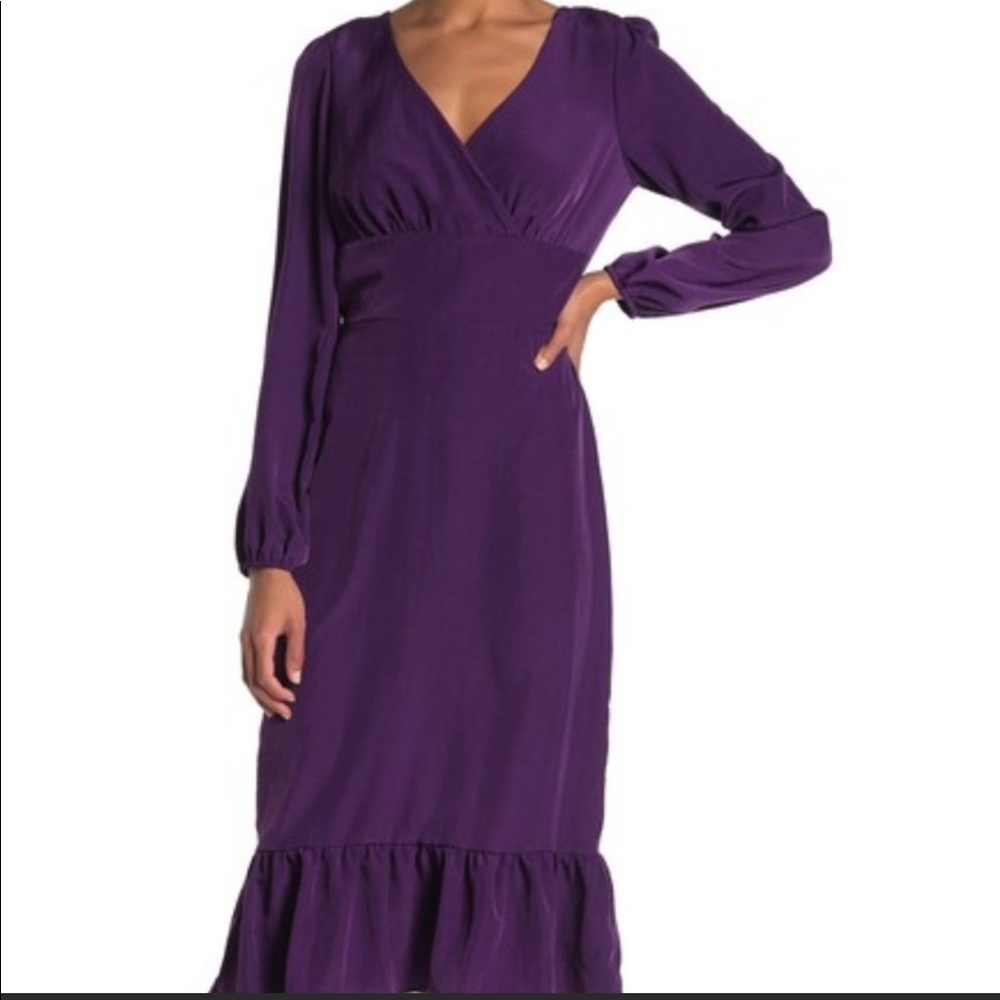 Abound long sleeve ruffle trim midi dress